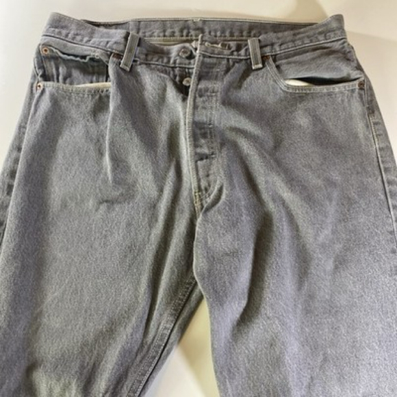 Levis 501XX Denim Jeans Gray Button Fly Classic Straight Leg Fit Mens Size 36x32 - Picture 3 of 7